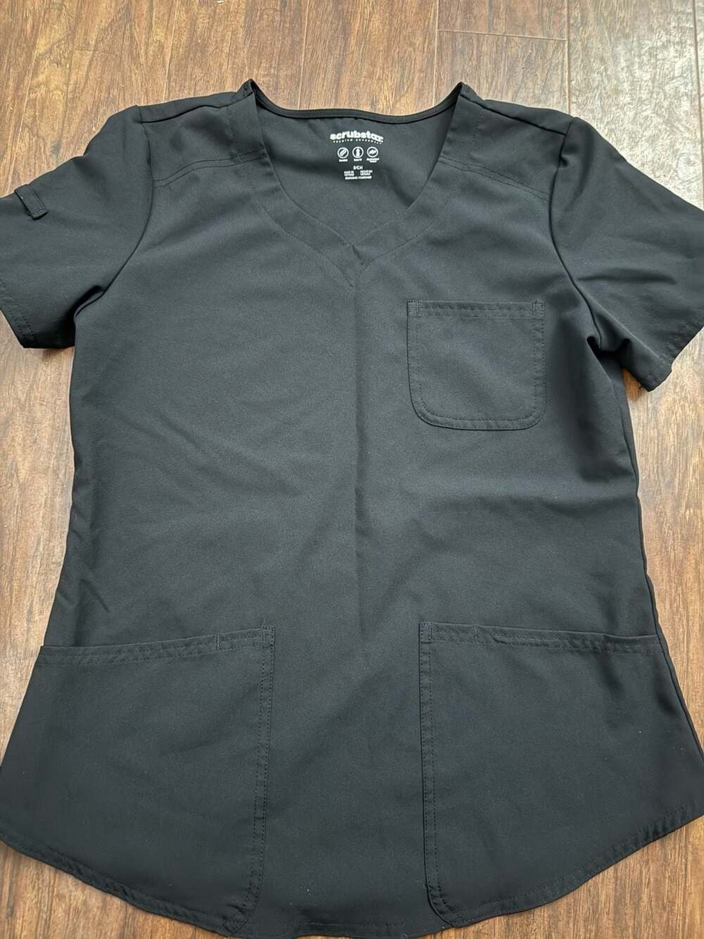 Scrubstar V-Neck Scrub Top Size S Black Pockets